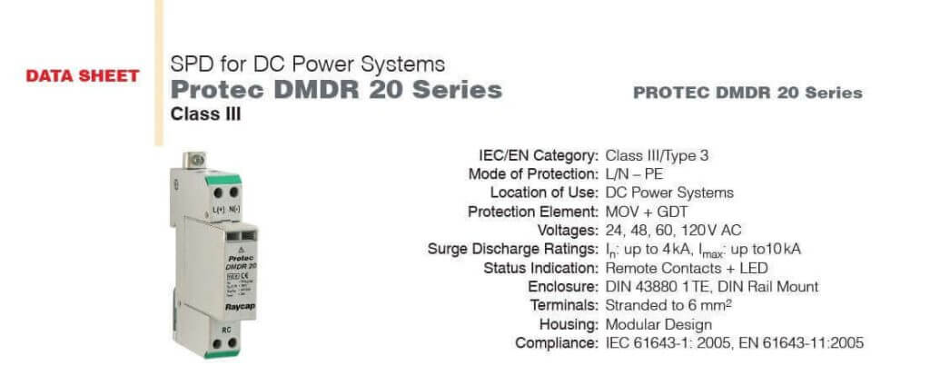 12,24,48 V DC GÜÇ KAYNAĞI ÇIKIŞLARINDA-RAYCAP DMDR 20 SERİSİ KULLANILMALIDIR